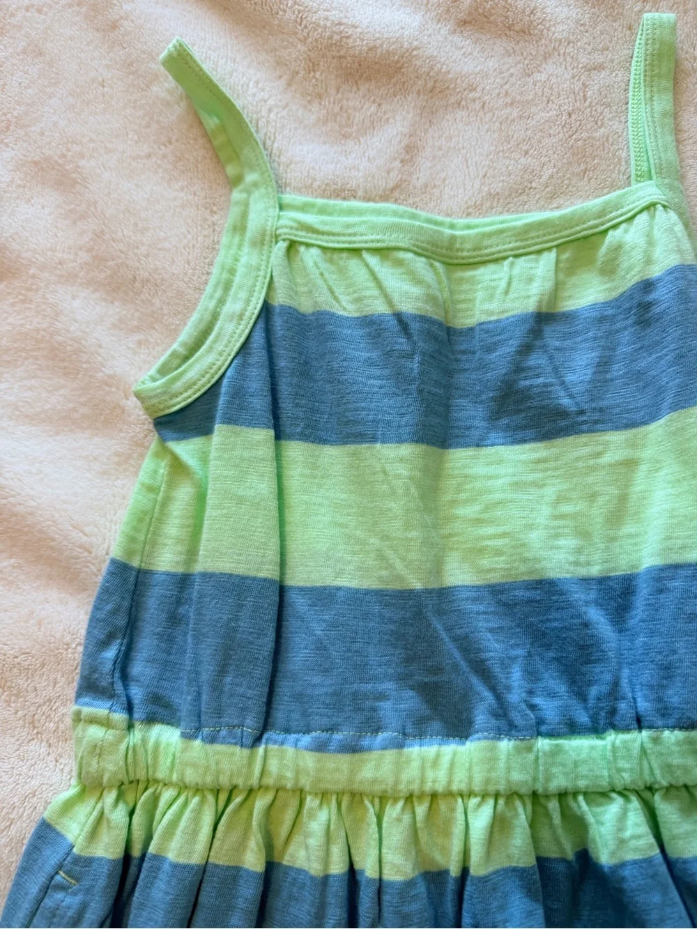 Primary Girls' Striped Tank Dress in Lime and Teal